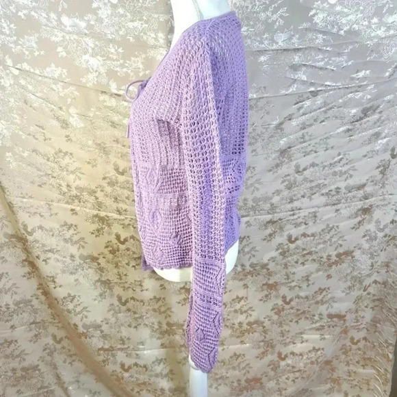 y2k Vintage Crystal Kole Purple Loose Knit Cardigan Women's Size M - Picture 3 of 6